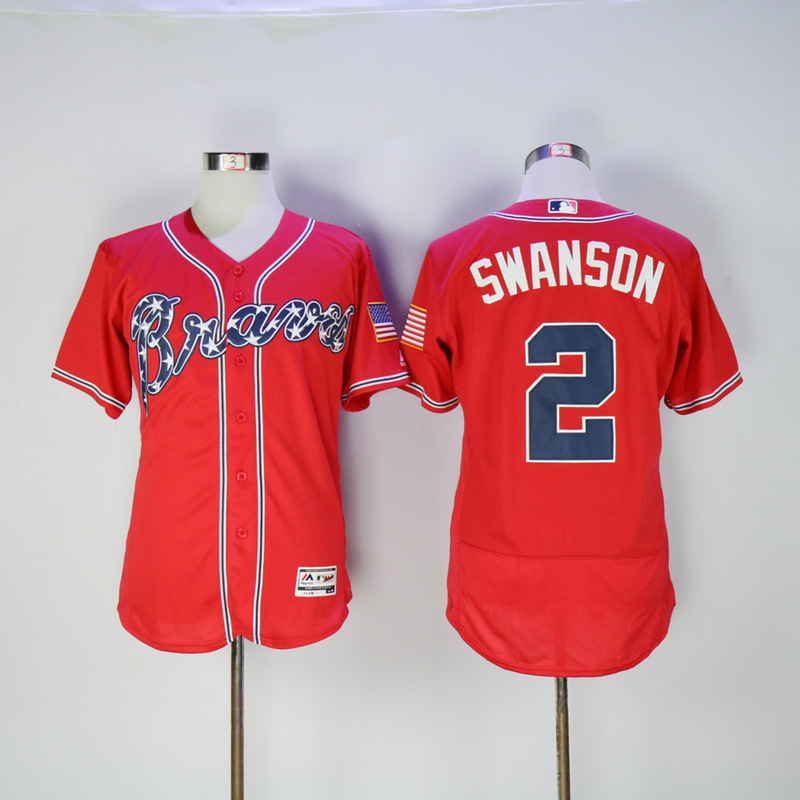 2017 MLB FLEXBASE Atlanta Braves  #2 Swanson red jerseys2